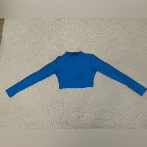 Blue Long Sleeve Crop Top